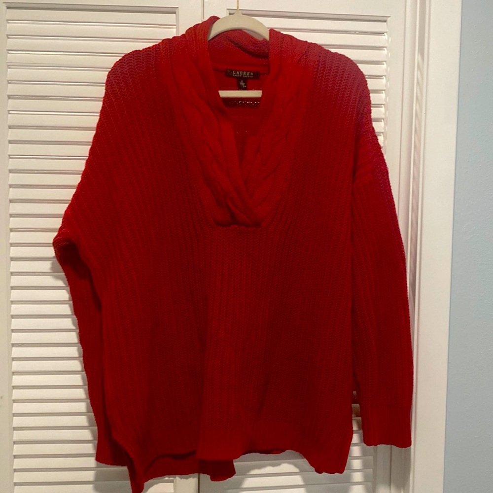 Lauren Ralph Lauren Cherry Red Cable Knit Sweater